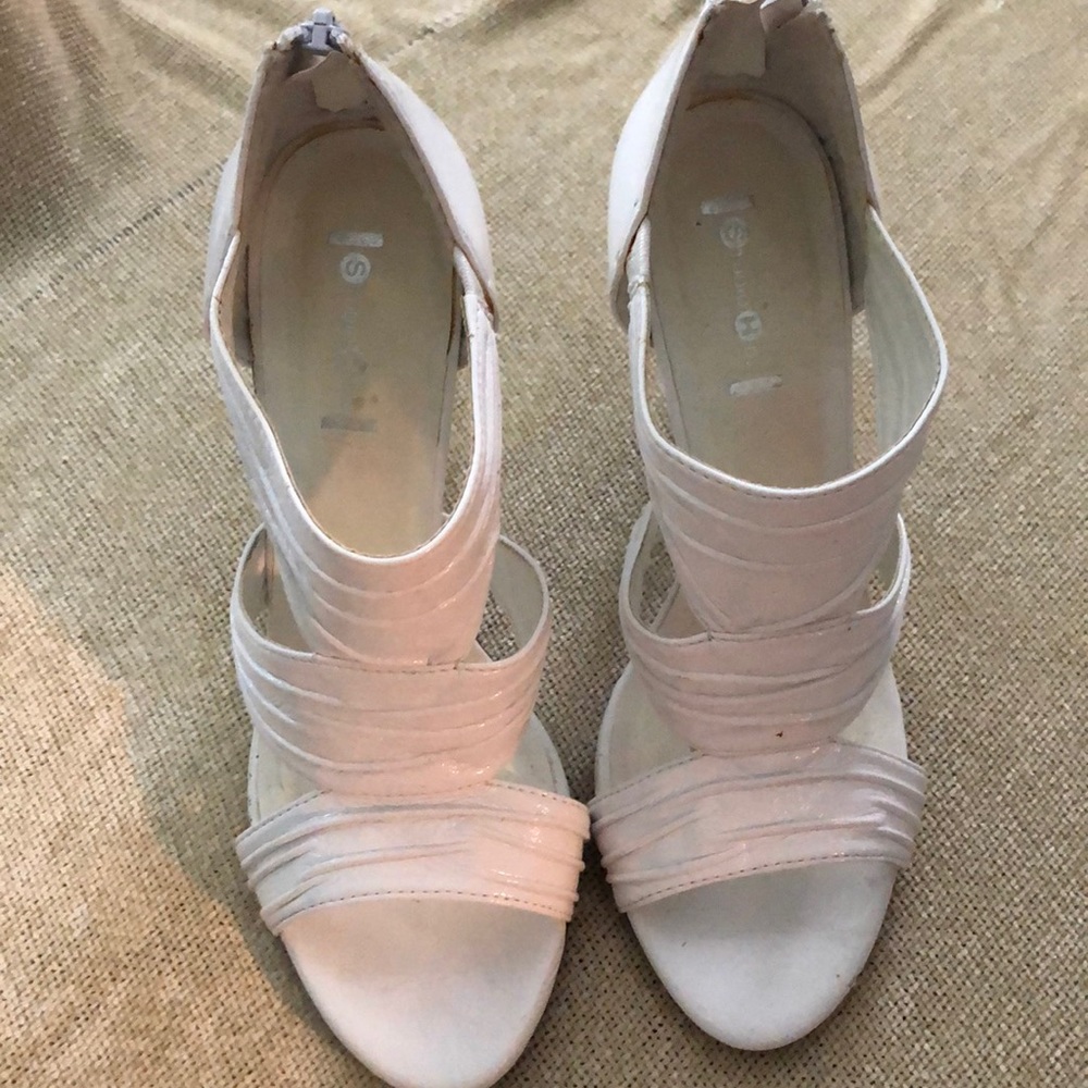 White and black heels